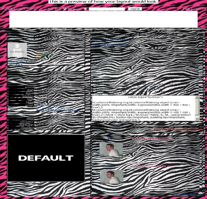 Zebra-stripes myspace layout